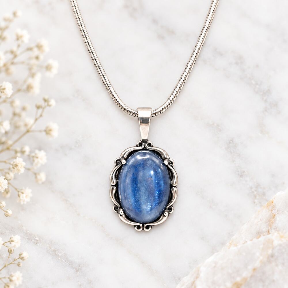Kabana KBN Sterling Silver Blue Kyanite Pendant Necklace Coastal Celestial